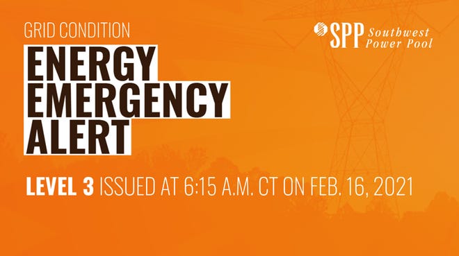 The Southwest Power Pool put an emergency controlled power outage into effect Tuesday. Interruptions should be between one and two hours.